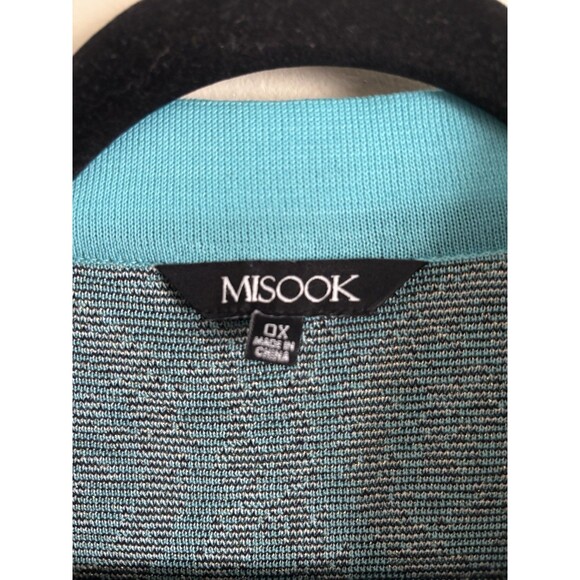 Misook Cardigan 0X XL XXL Knit Black Navy‎ Blue Silver Professional Art Preppy - Picture 2 of 5